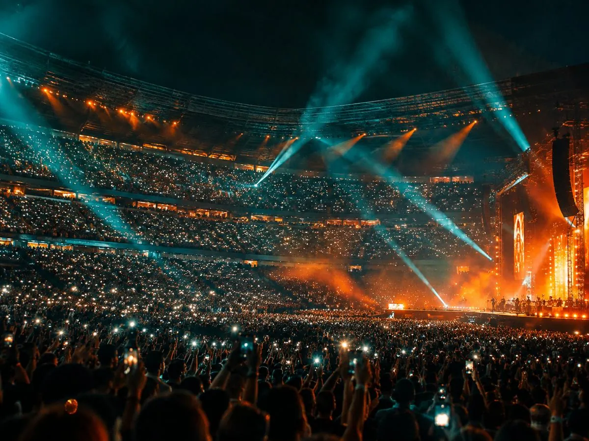 Stadium crowd with phone lights up during a LOOP Tour ballad